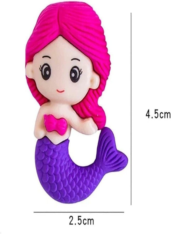 Crafty Cuddle Mermaid Ocean Eraser | Cute Cartoon Mermaid Shape Eraser for Kids | Fun, Soft, Non-Toxic School Stationery | Drawing, Study, Art & Return Gift for Children (Pack of 12) - Image 2